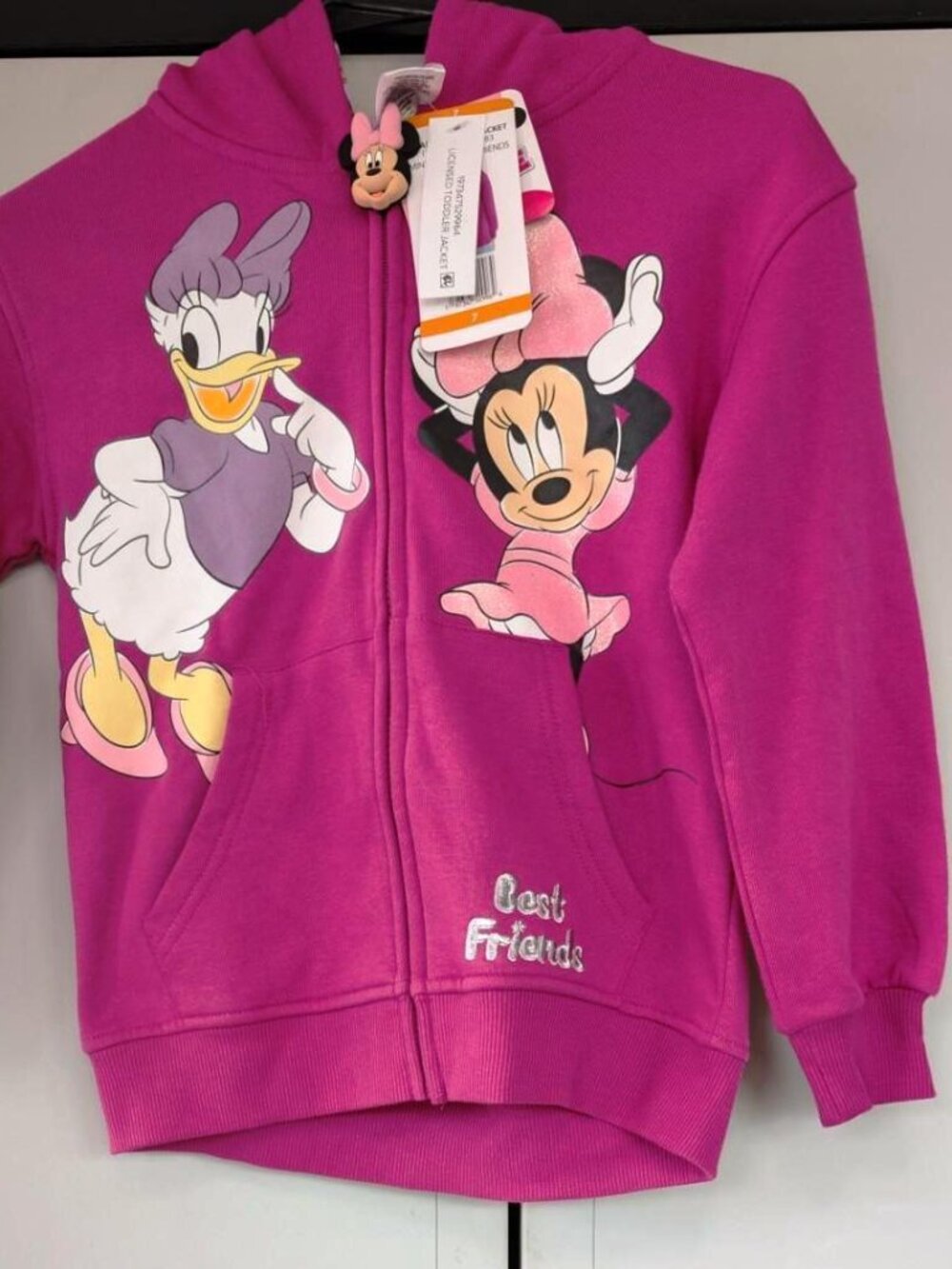 Disney Girl's Minnie & Daisy Zip Up Hoodie, Size 7- New w/ Tag